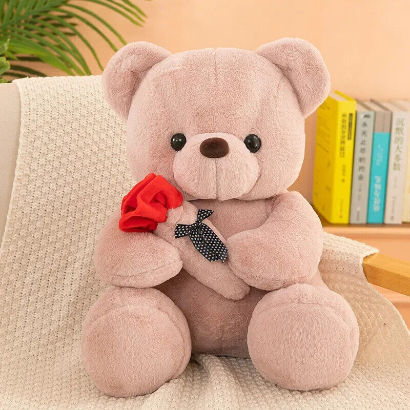Valentinstag Rosen Teddybär Plüschbär mit Rose Stofftier Geschenk Valentinstag
