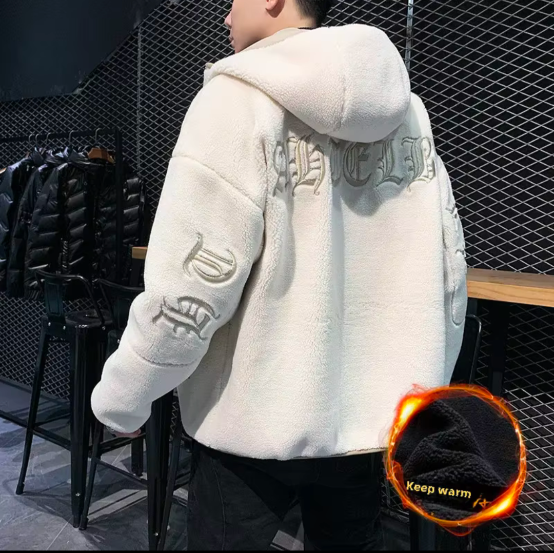 Herren Winter Fleece gefüttert verdickte Woll jacke Übergangsjacke Korean style