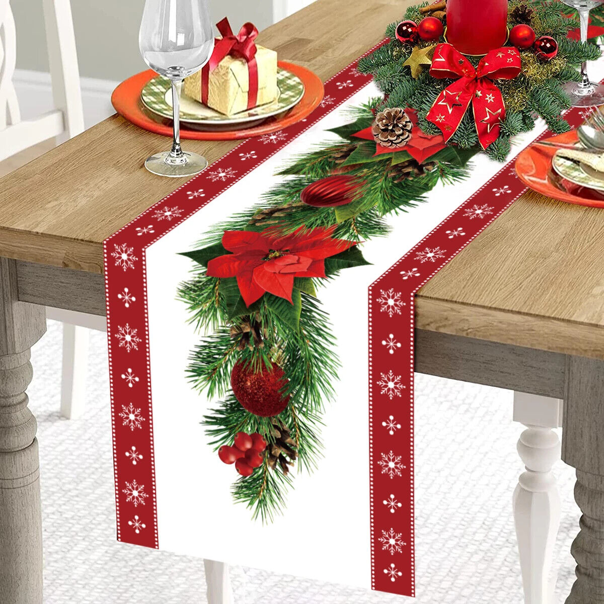 Tischdecke Weihnachten Tisch Läufer Dekoration Christmas Tischbezug Tischdeko