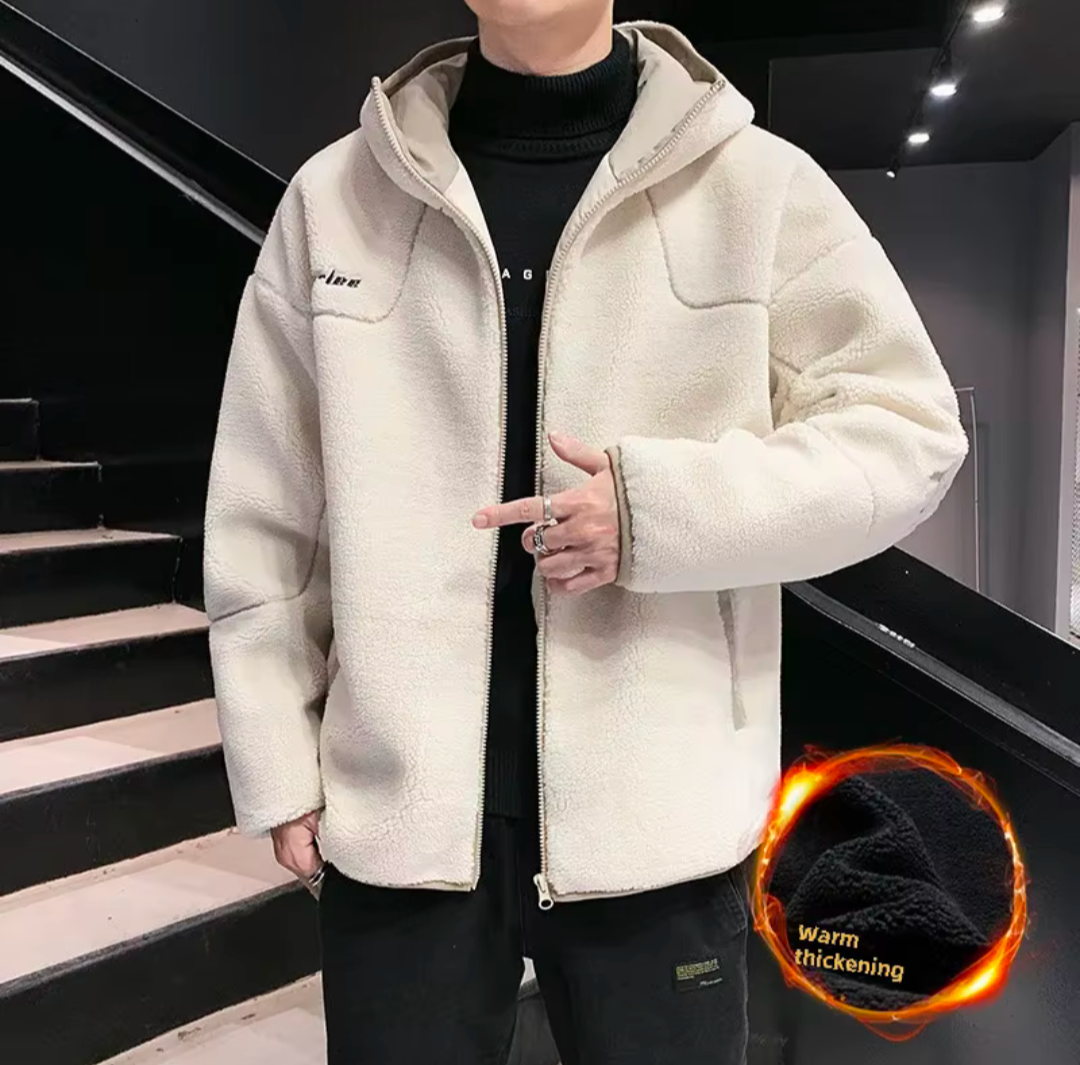 Herren Winter Fleece gefüttert verdickte Woll jacke Übergangsjacke Korean style