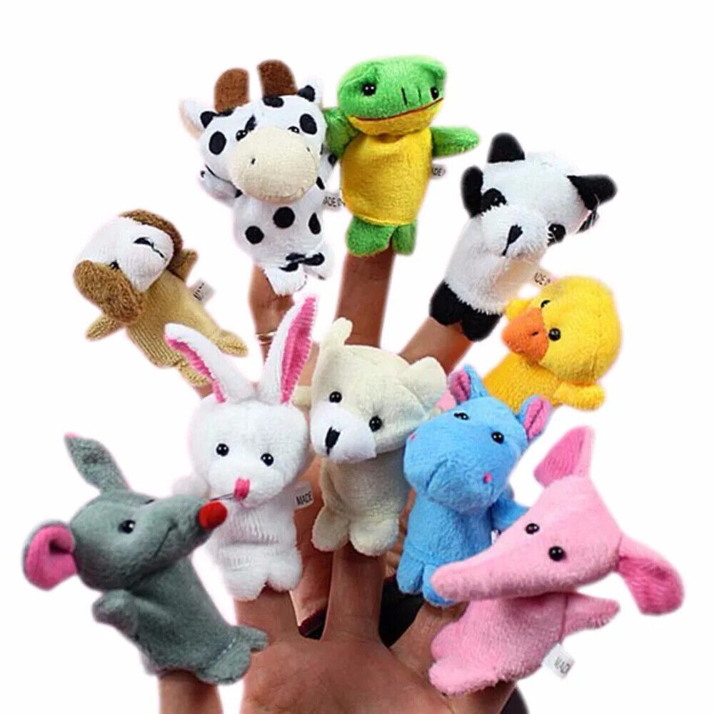 HABO 10 Stück Cartoon-Fingerpuppen – Plüschtiere für Bildung und Geschichtenzeit