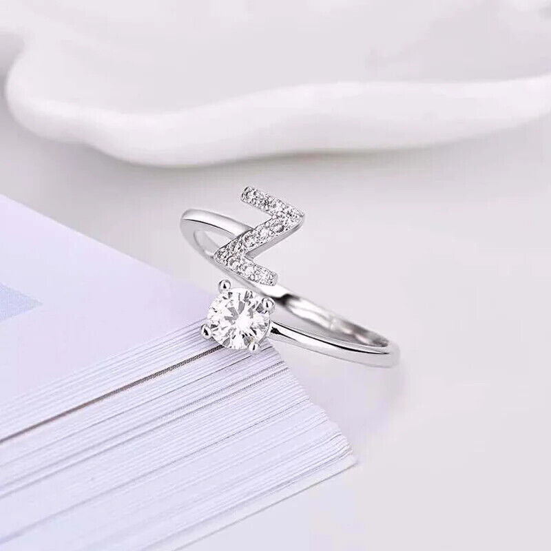 Buchstabenring Gold Silber A-Z Größenverstellbare Größe Ring Für Frauen Geschenk
