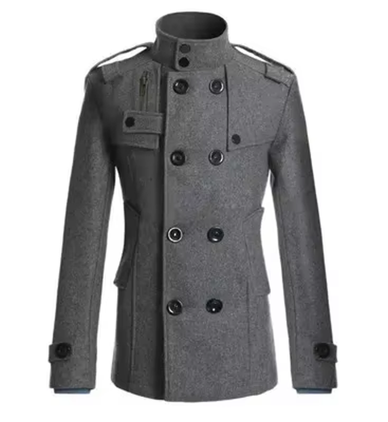 Herren Wolljacke Nehru Stil Wintermantel Warm Bequem Elegante Oberbekleidung