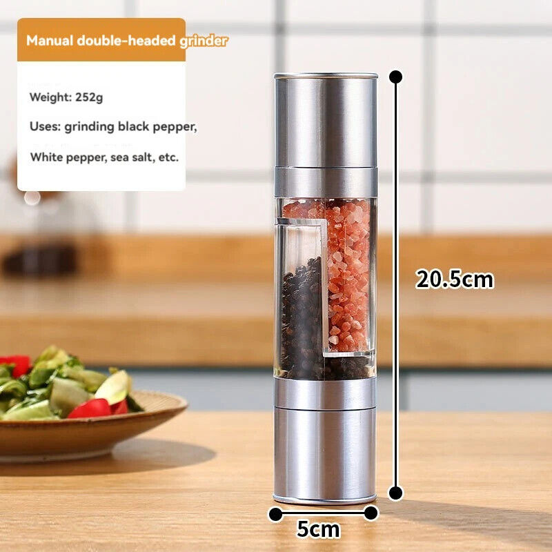 HABO 2 in 1 Gewürz Mühle Salz Pfeffer Gewürze Kräuter Kochen Haushalt Schwarz