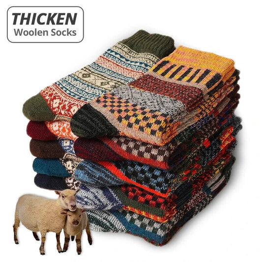 HABO Winter-Herrensocken – Verdickte Wollsocken im Retro-Stil für Schneestiefel