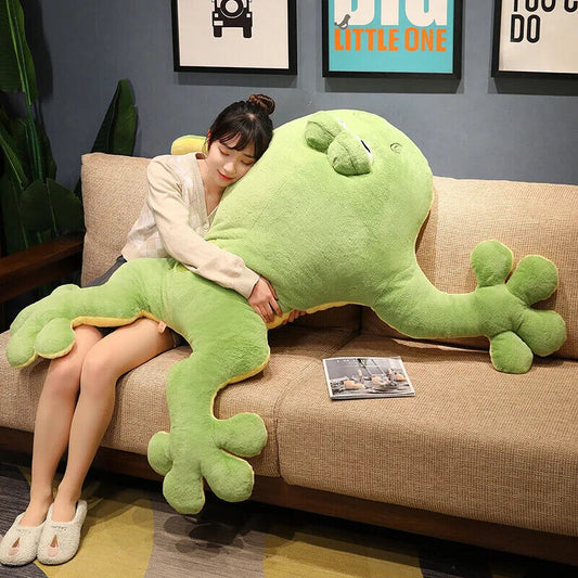 Großer grüner Frosch – Realistisches Plüschtier im Liegen-Design