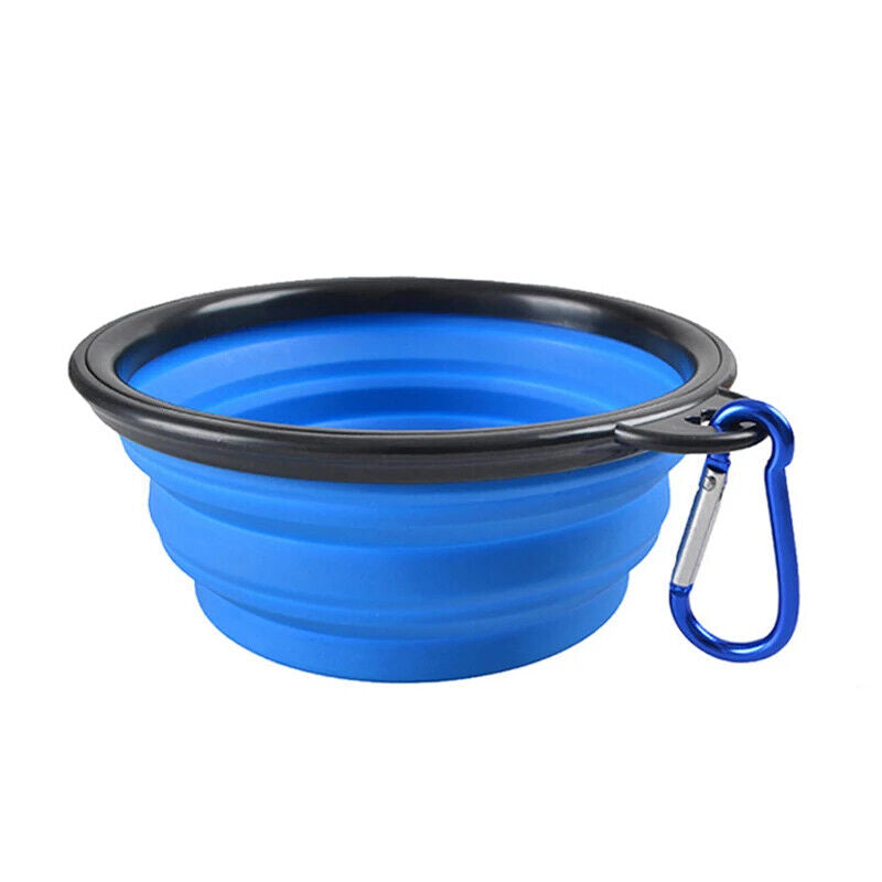 Hunde Fress Napf Silikonschüssel Tragbar für Essen und Trinken Mit Karabiner