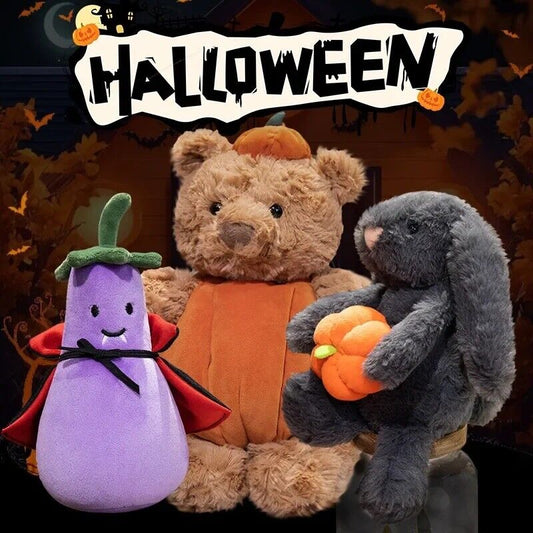 Halloween Kuscheltiere Plüsch Geschenk Teddybär Kürbis Vampir Aubergine Deko