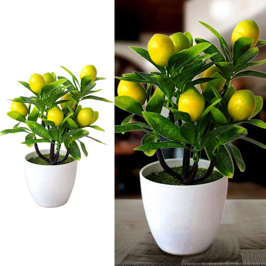 HABO 18cm Künstlicher Zitronen Baum Strauch Dekoration Orangen Einrichtung Fake