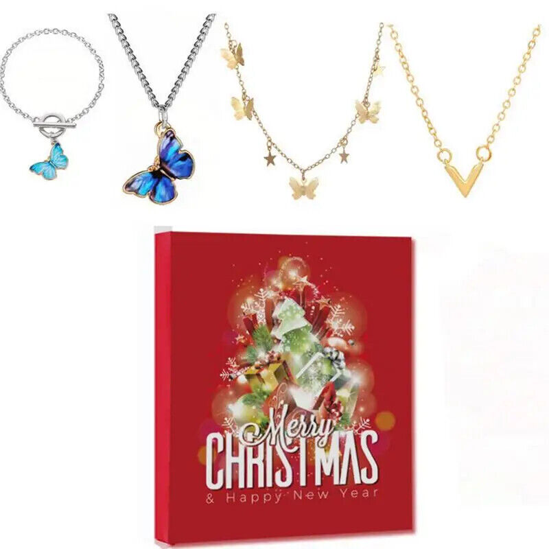 HABO Adventskalender Schmuck 8 Ohrringe 6 Ketten 6 Ringe 4 Armbänder Weihnachten
