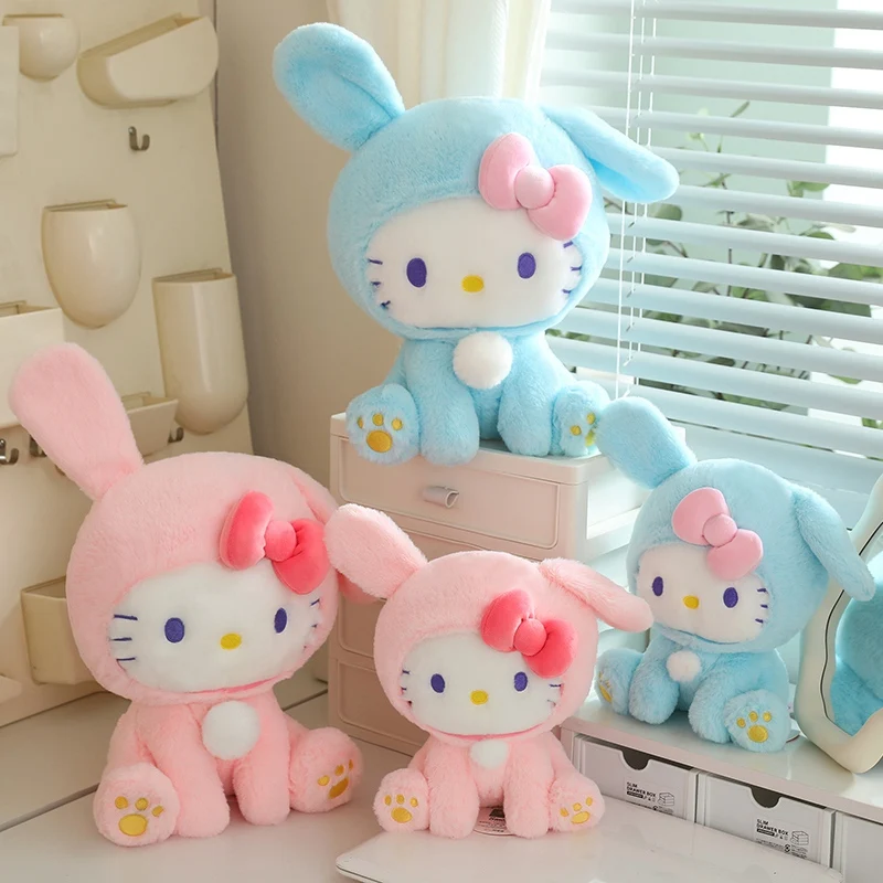 25/33Cm Niedlich Hallo Kitty Verwandeln Sich in Kaninchen Plüsch Tier Kuschelig 
