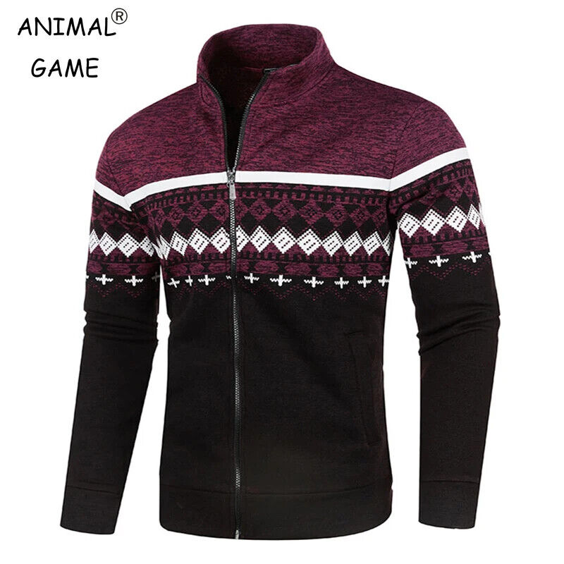Rollkragenpullover High Neck Sweatshirt Herren Zipper Pullover Winter Weihnacht