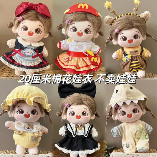 Puppenkleider für 20 cm Baumwoll-Idolpuppen – Prinzessinnenkleid und Overalls