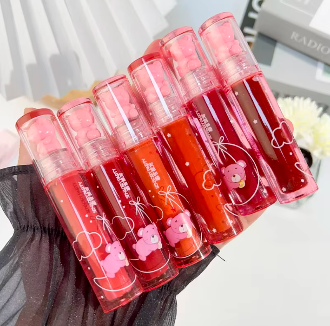 Lipgloss Bär Design glänzende Lippen Spiegelung Frauen Kosmetik Beauty Gloss