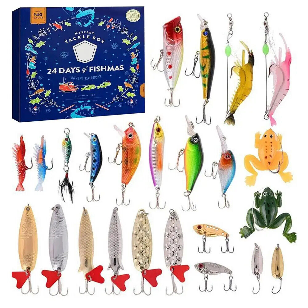 HABO Angeln Adventskalender Angelhaken Weihnachten Fisch Köder Geschenk 2024