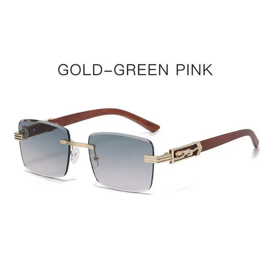 HABO Dekorative Sonnenbrille – Bunte Retro Quadratische Rahmenlose Leopardenkopf