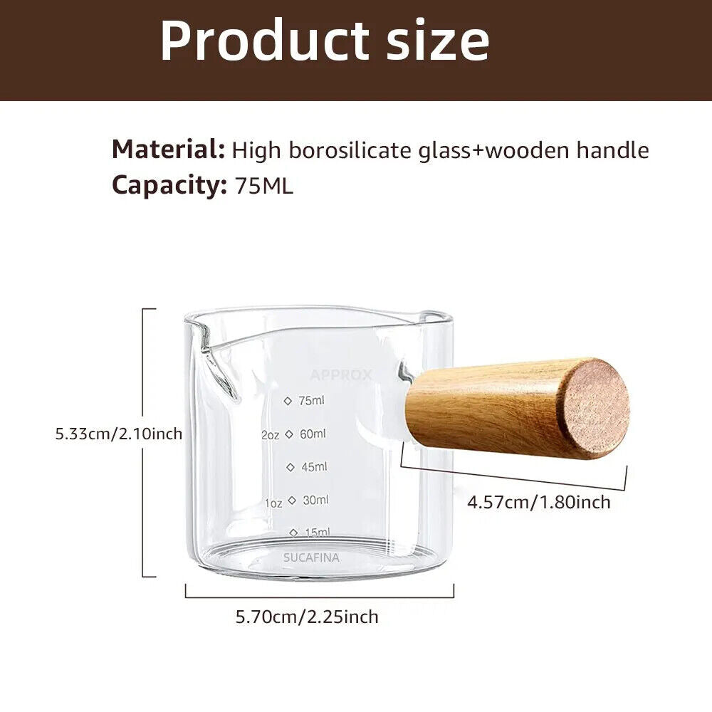 HABO 75 ml Hitzebeständiger Espresso-Messbecher aus Glas Milchkännchen mit Griff