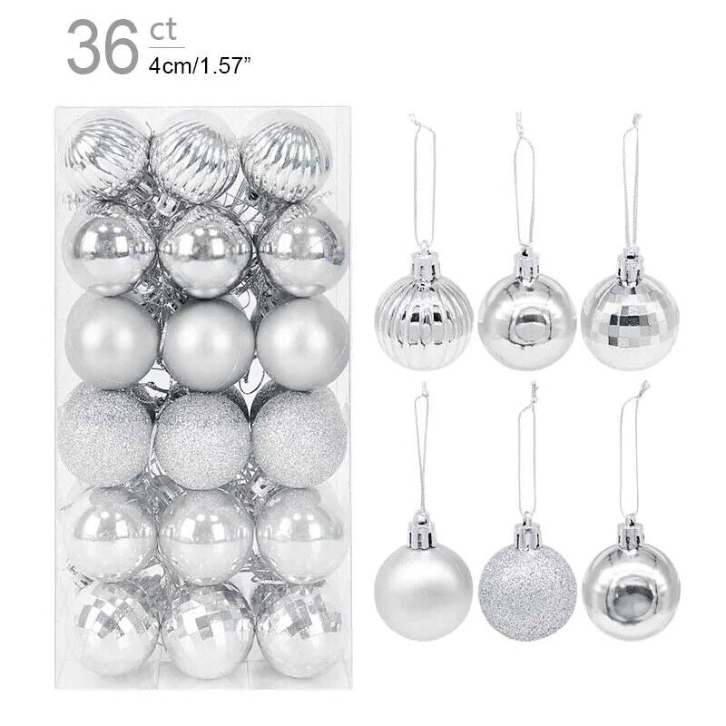 Weihnachtskugeln Weihnachtbaum Kugeln Dekoration für Christbaum Bunt Gold Silber