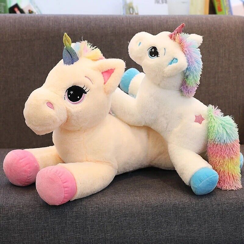 Einhorn Plüschtier 80cm Riesig Groß Stofftier Kinder Geschenk Realistisch Party