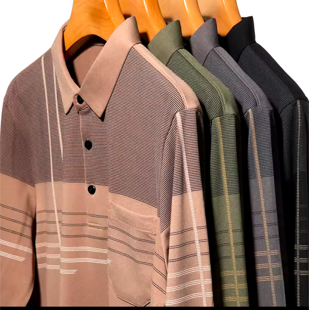 Poloshirt langärmlig Streifen Business Poloshirt lässig professionell