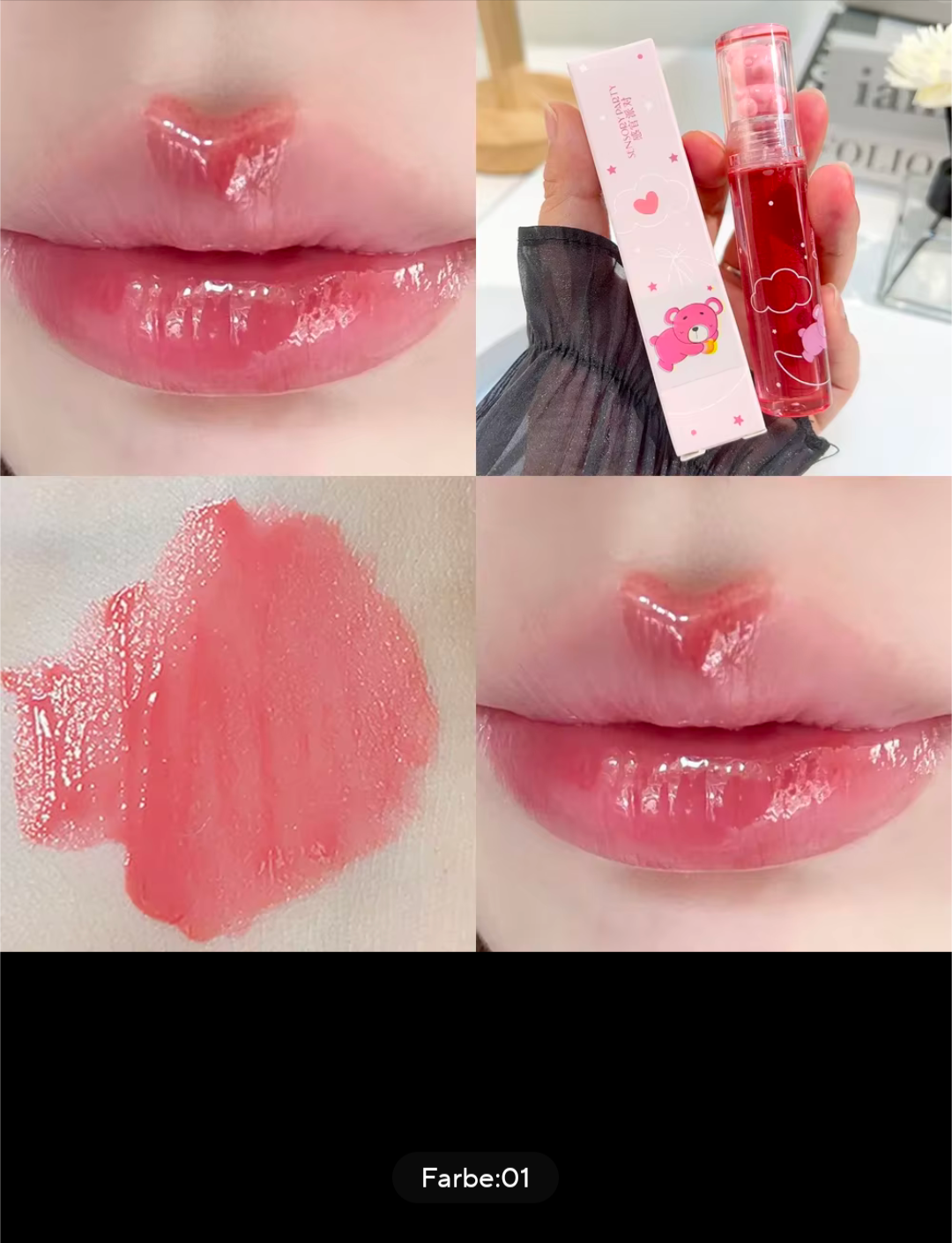Lipgloss Bär Design glänzende Lippen Spiegelung Frauen Kosmetik Beauty Gloss