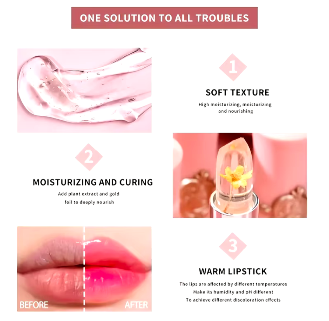 Lippenstift mit Blume mehrfarbig Feuchtigkeit Stift Mädchen