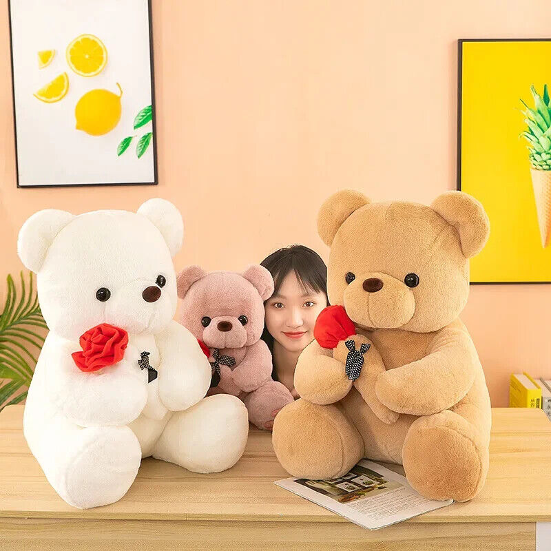 Valentinstag Rosen Teddybär Plüschbär mit Rose Stofftier Geschenk Valentinstag