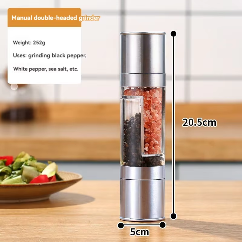 HABO 2 in 1 Gewürz Mühle Salz Pfeffer Gewürze Kräuter Kochen Haushalt Schwarz