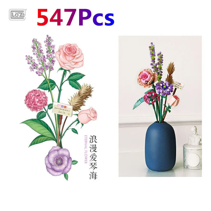 HABO Blumenstrauß Bausteine Set DIY Blumen Geschenk Valentinstag Frauen Mädchen
