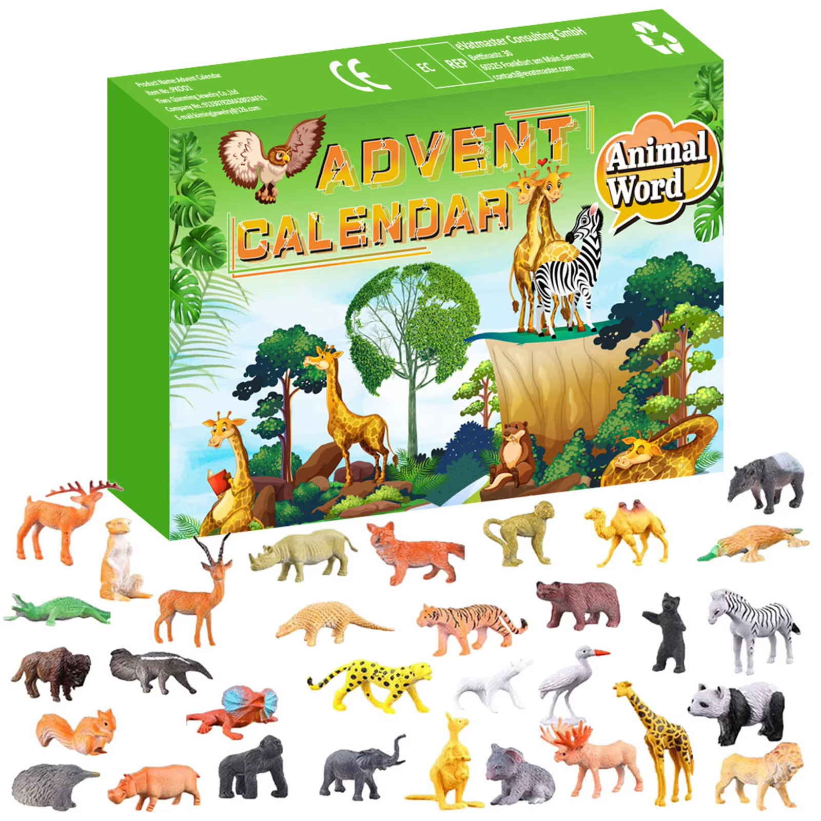 HABO Adventskalender Tierspielzeug Mini Tierfiguren Geschenk Paket Tiere Zoo