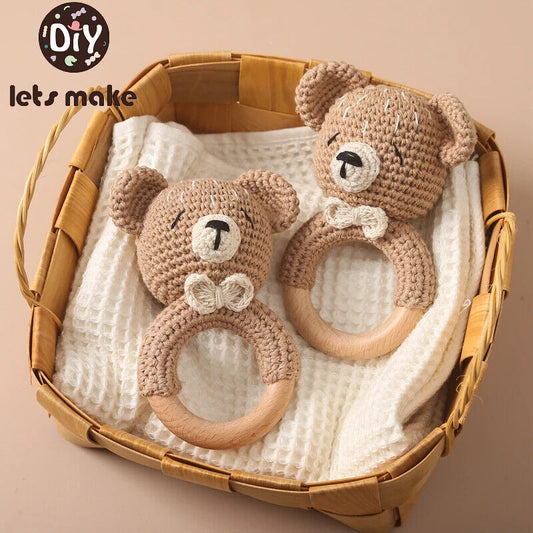 HABO Baby Häkel Tier Rassel Mit Ring Bär Teddy Hase Hund Spielzeug Kleinkind