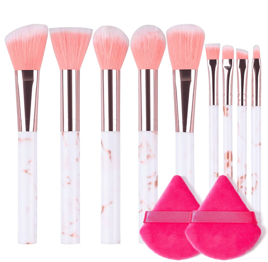 Makeup Pinsel 10 Stück Marmor Make-Up Set Professionell Foundation Puder etc.