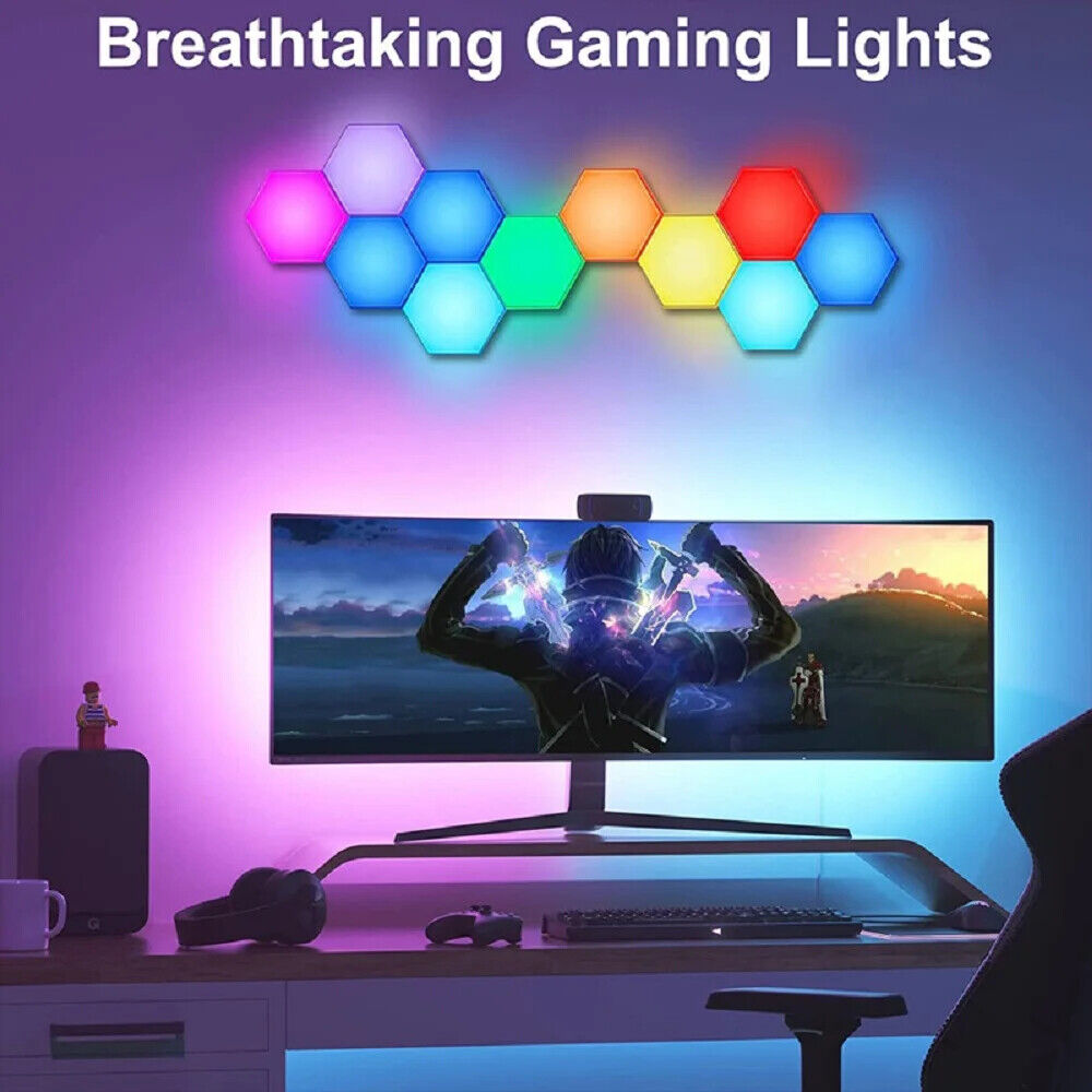 Sechseckige Wandlichter smart RGB Sechseck Wand Lampe Beleuchtung Farbwechsel 