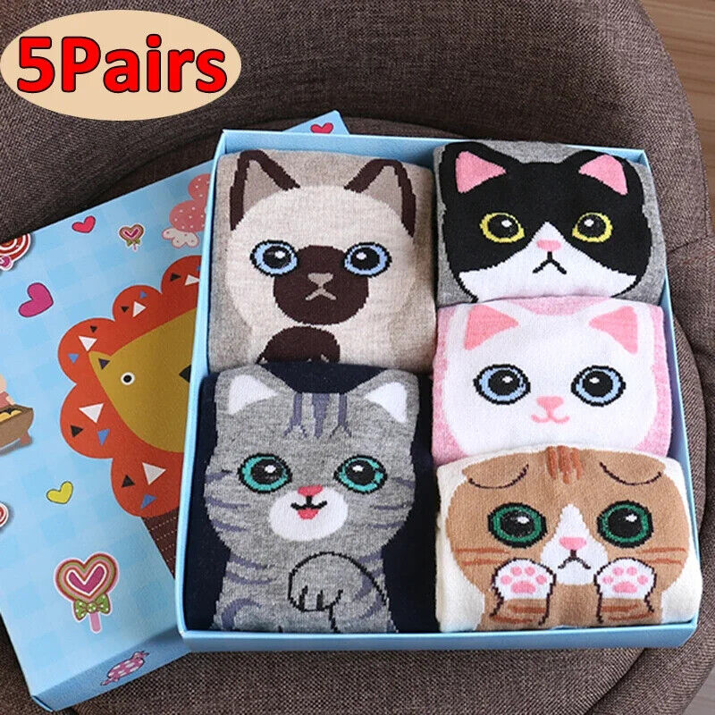 HABO Baumwoll Socken Katzen Bären Design lustige Socken atmungsaktiv Geschenk