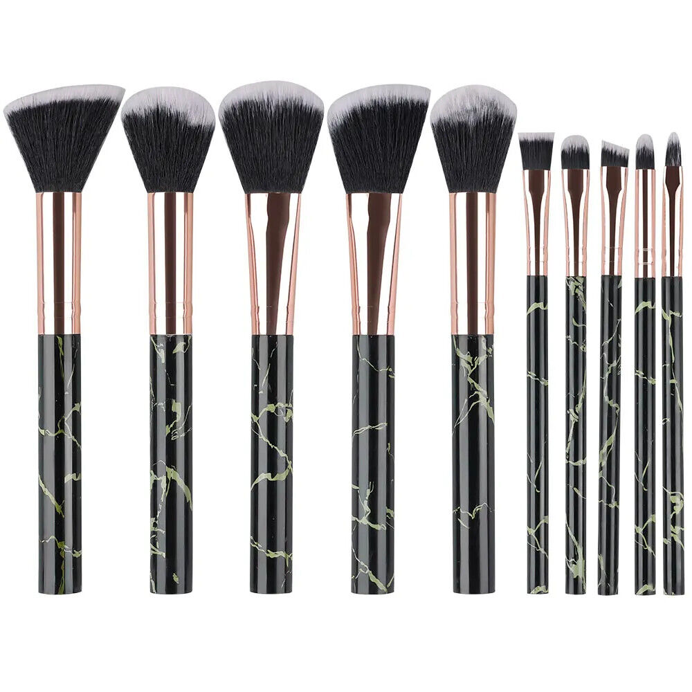 Makeup Pinsel 10 Stück Marmor Make-Up Set Professionell Foundation Puder etc.