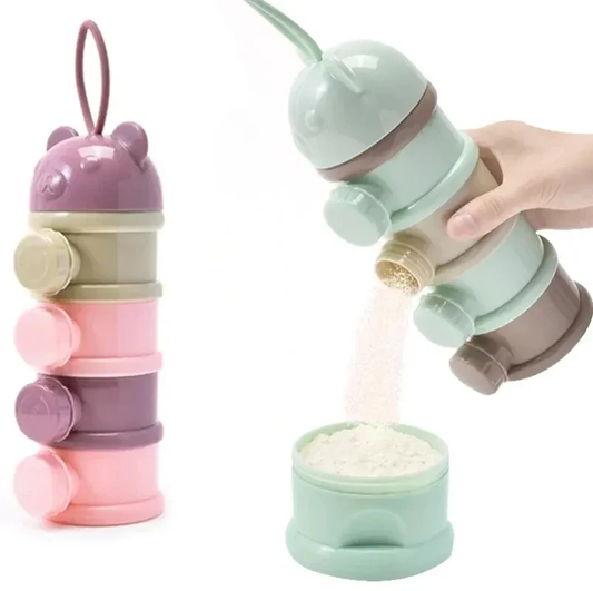 HABO 4-Schicht Bär-Stil Tragbare Milchpulver-Box für Babynahrung und Snacks