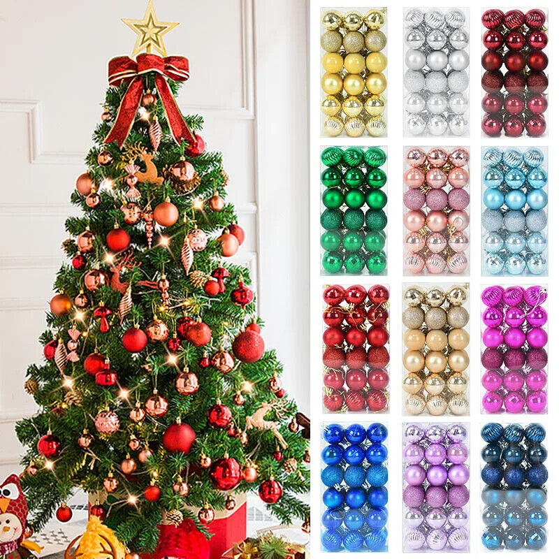 Weihnachtskugeln Weihnachtbaum Kugeln Dekoration für Christbaum Bunt Gold Silber