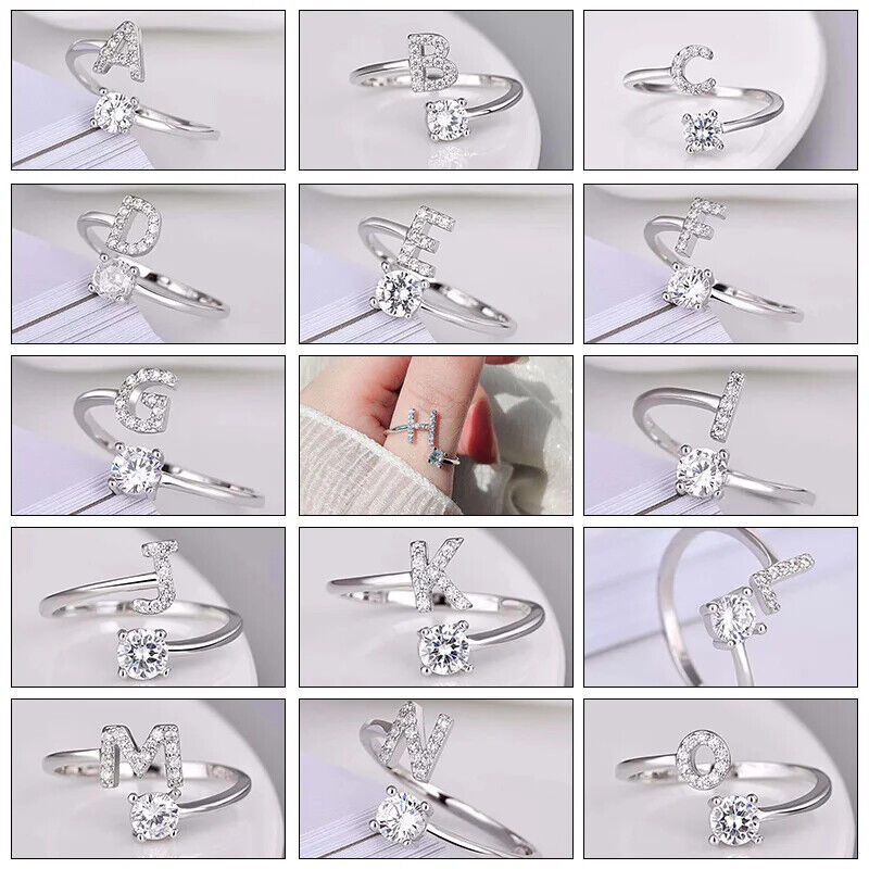 Buchstabenring Gold Silber A-Z Größenverstellbare Größe Ring Für Frauen Geschenk