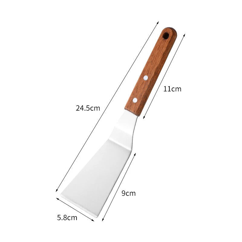HABP Pfannen Wender Edelstahl Mit Holzgriff Schaber Grillen Küche Braten Kochen