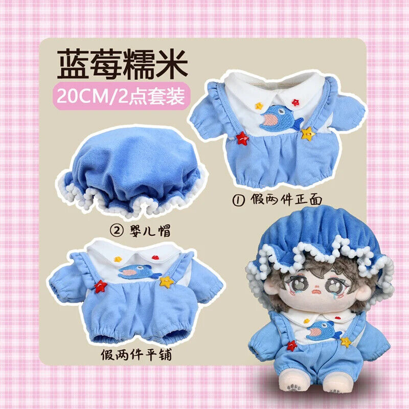 Set Puppenkleidung für 20 cm Idolkinder – Kawaii Overalls und Zubehör