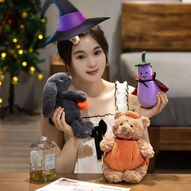 Halloween Kuscheltiere Plüsch Geschenk Teddybär Kürbis Vampir Aubergine Deko