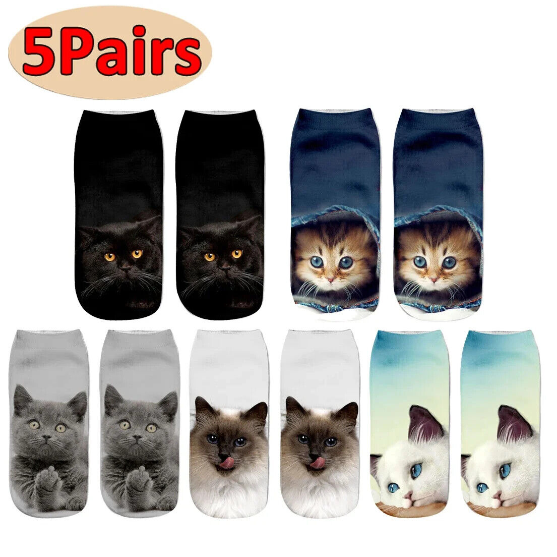 HABO Baumwoll Socken Katzen Bären Design lustige Socken atmungsaktiv Geschenk
