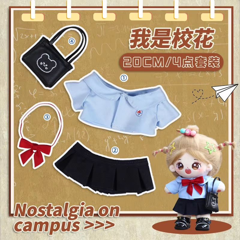 Set mit Puppenkleidung für 20 cm Idol-Puppen – Niedlicher Studentenanzug und JK-