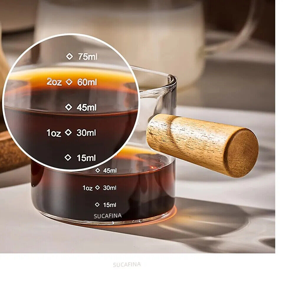 HABO 75 ml Hitzebeständiger Espresso-Messbecher aus Glas Milchkännchen mit Griff