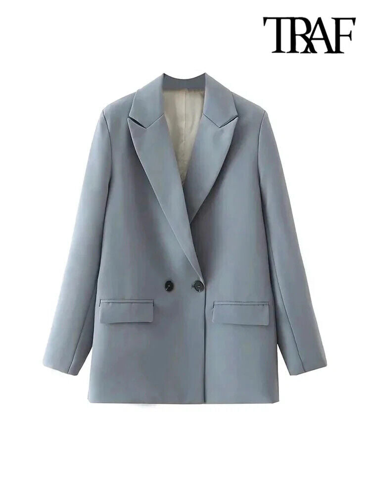 HABO Damen Blazer Zweireiher Schick Kragen Business Büro Langarm Knöpfe Mode