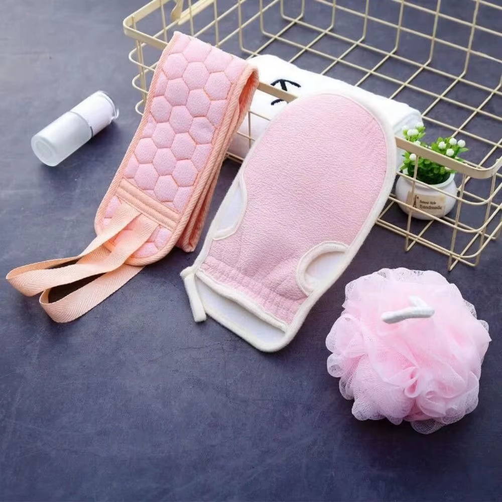 HABO Badetuch-Handschuhe Set – 3 Bad Blume, Fleckenentfernung Rückenreinigung