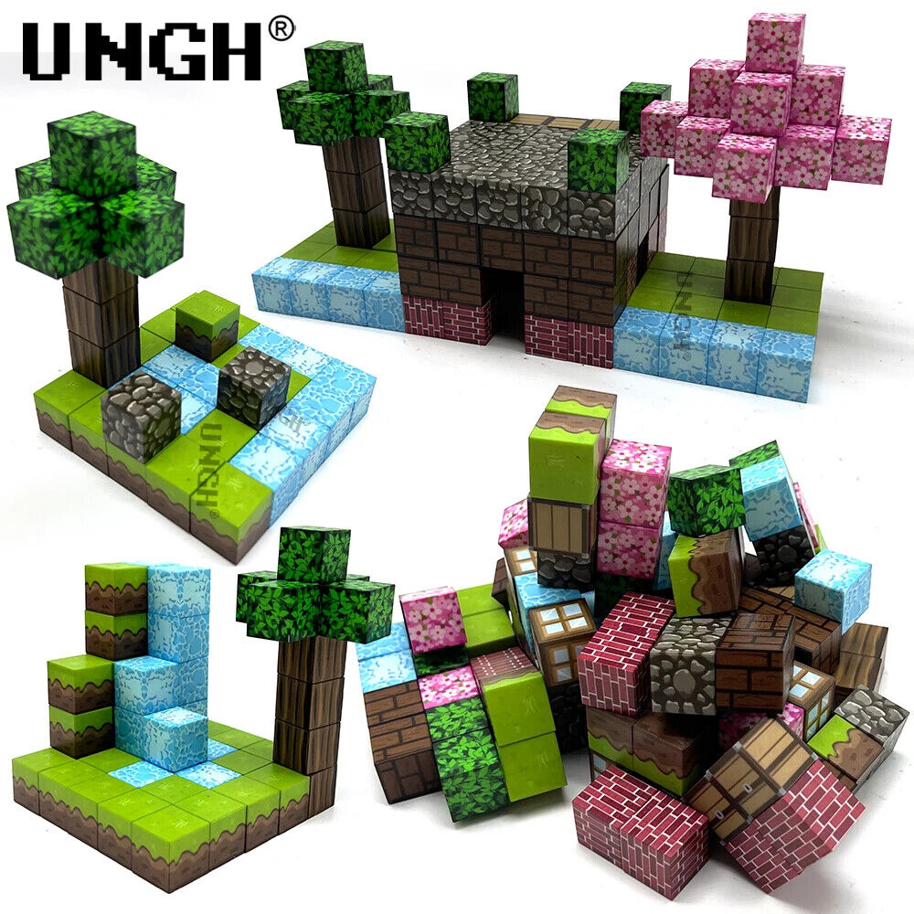 Minekraft magnetische Bausteine Magnetblock Baustein Puzzle Spielzeug Bauset 