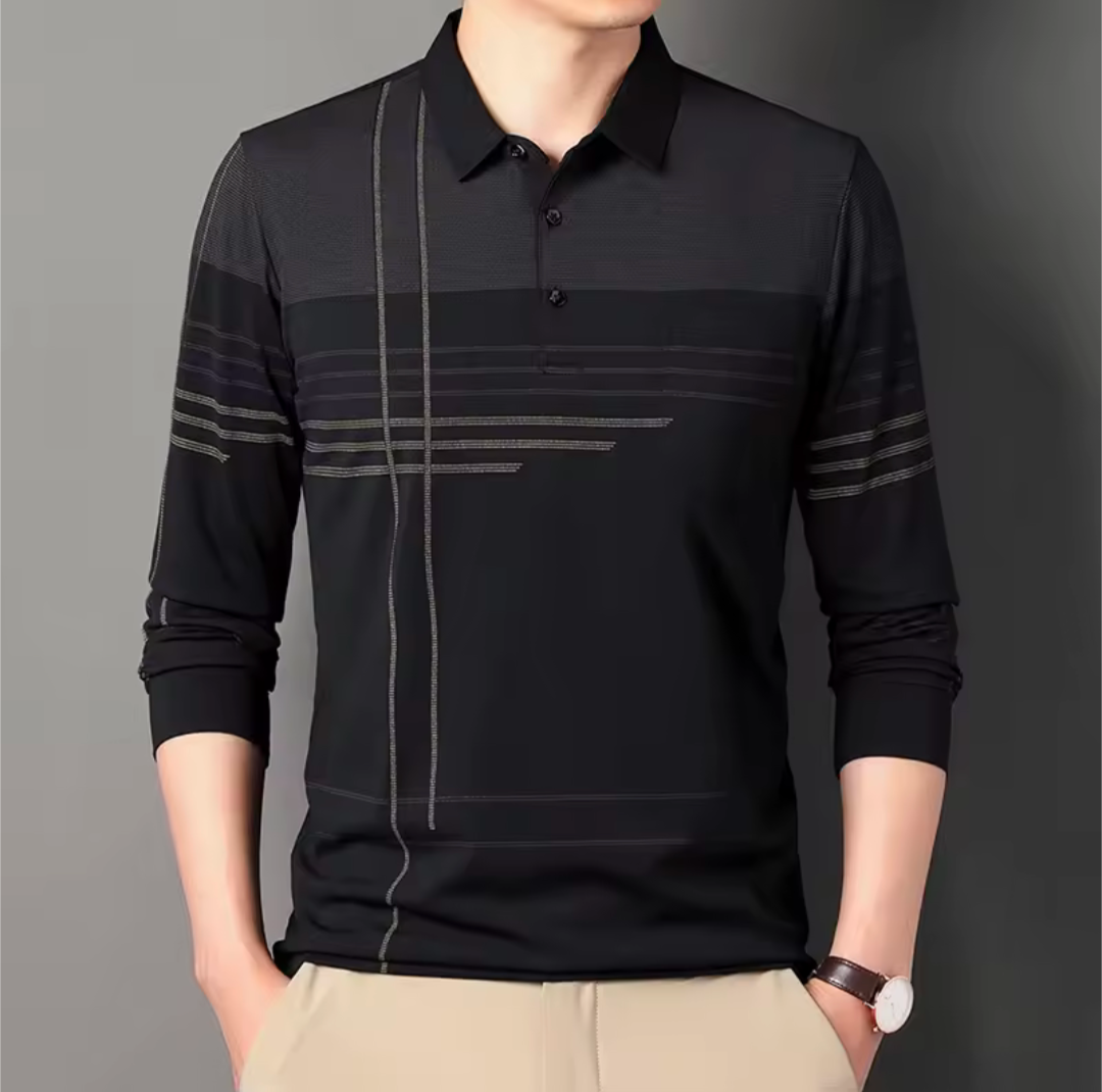 Poloshirt langärmlig Streifen Business Poloshirt lässig professionell