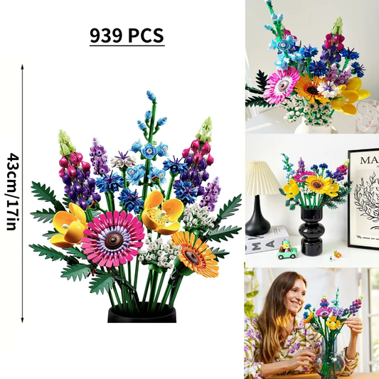 Romantischer Wildblumenstrauß, Blume 10313, Bauset, Heimdekoration, Bausteinspie