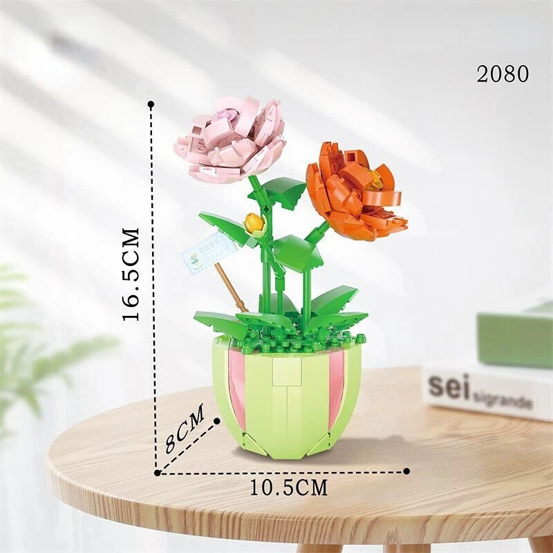HABO Blumenstrauß Bausteine Set DIY Blumen Geschenk Valentinstag Frauen Mädchen